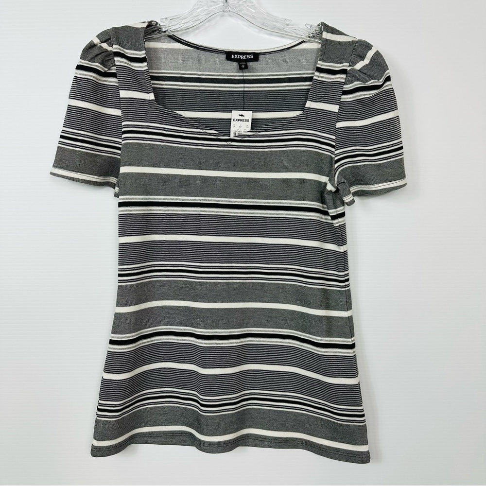 Express Top Sz M Stripe Square Neck  NWT